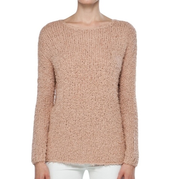 Vince Eyelash Sweater Small Open Knit Fringe Tan Neutral Sz S - Picture 1 of 13